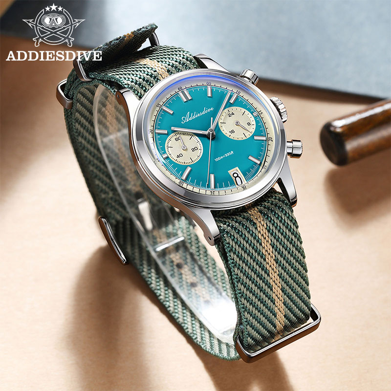 Men Quartz Chronograph Watch Waterproof Luxury 38mm Steel Wristwatch