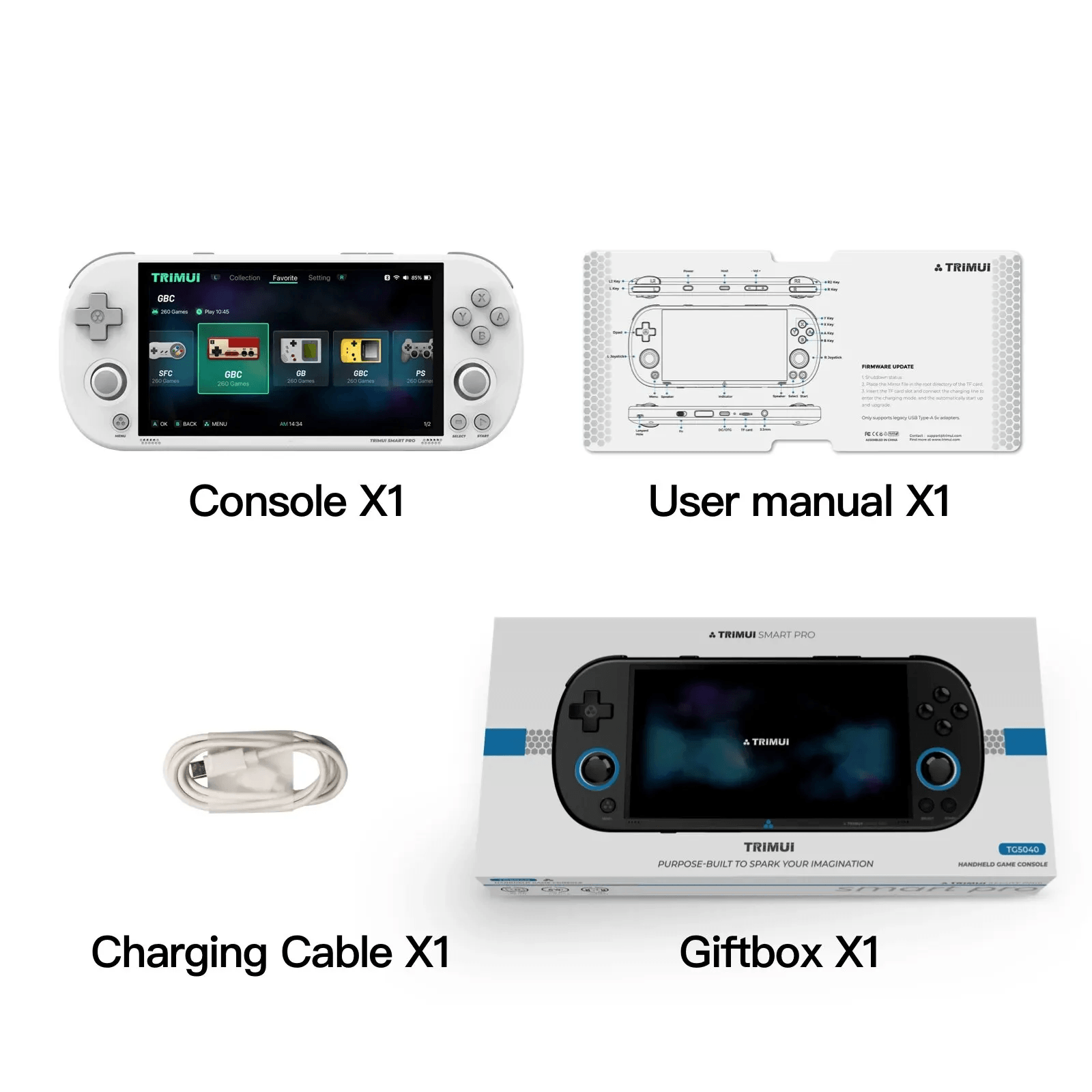 Trimui Smart Pro Handheld Game Console, 4 96 IPS Screen, Linux System, RGB Lighting, Retro Video Game Player & Gift