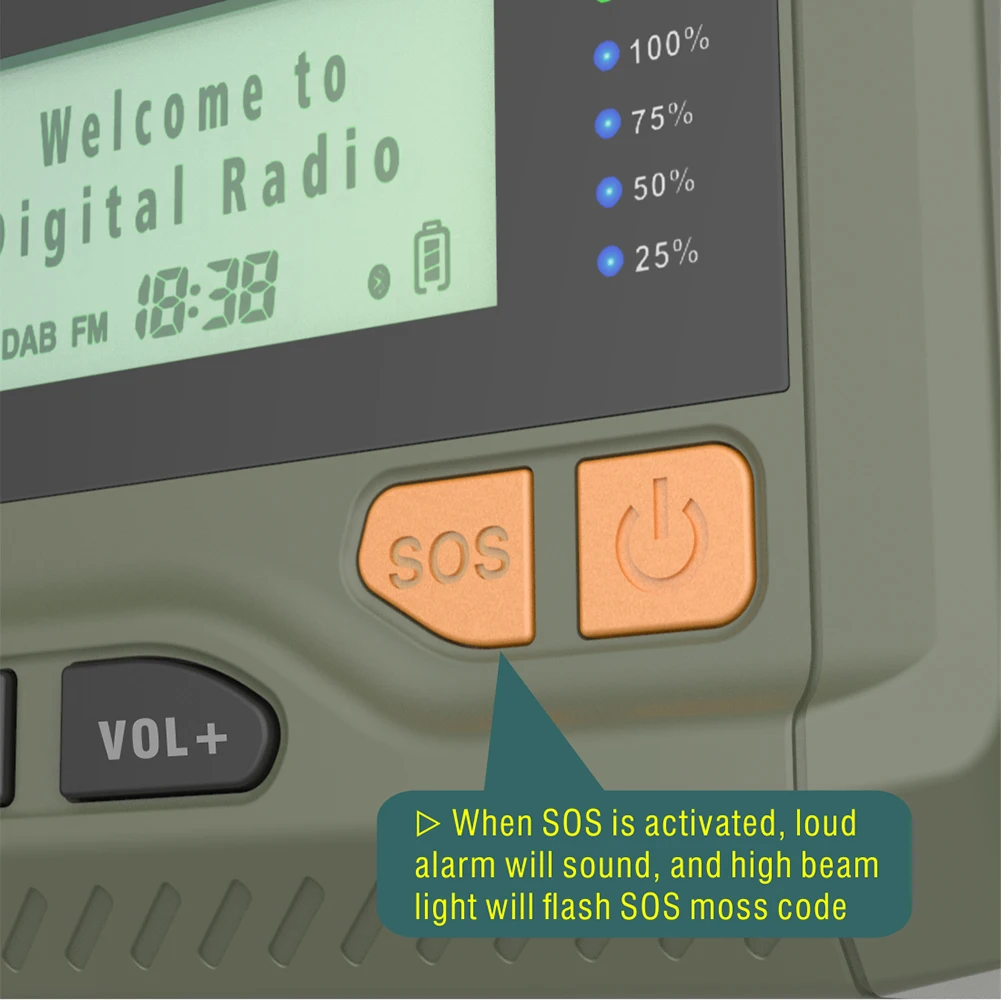 Solar Emergency Radio with Bluetooth, Flashlight and Hand Crank