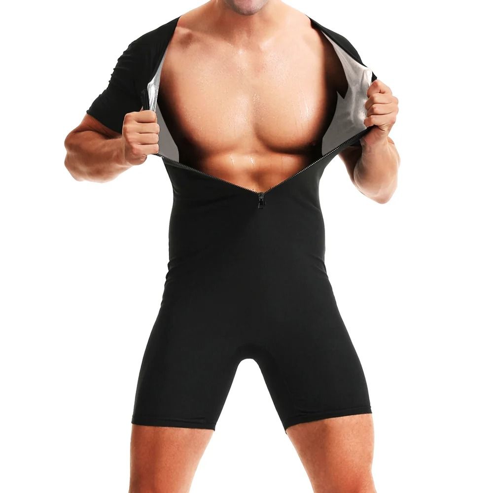 Men Sauna Suit Hot Sweating Jumpsuit Waist Trainer Weight Loss Bodysuit