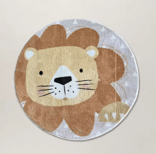 Cute Cartoon Lion Plush Rug – Soft Washable Kids Room Carpet