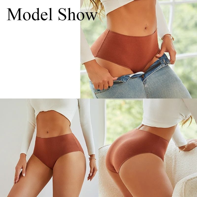 6 Piece Womens Cotton High Waist Seamless Briefs Breathable Everyday Underwear Set