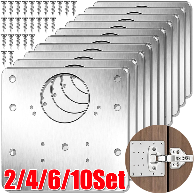 Cabinet Hinge Repair Plate Kit for Kitchen Cupboard Doors