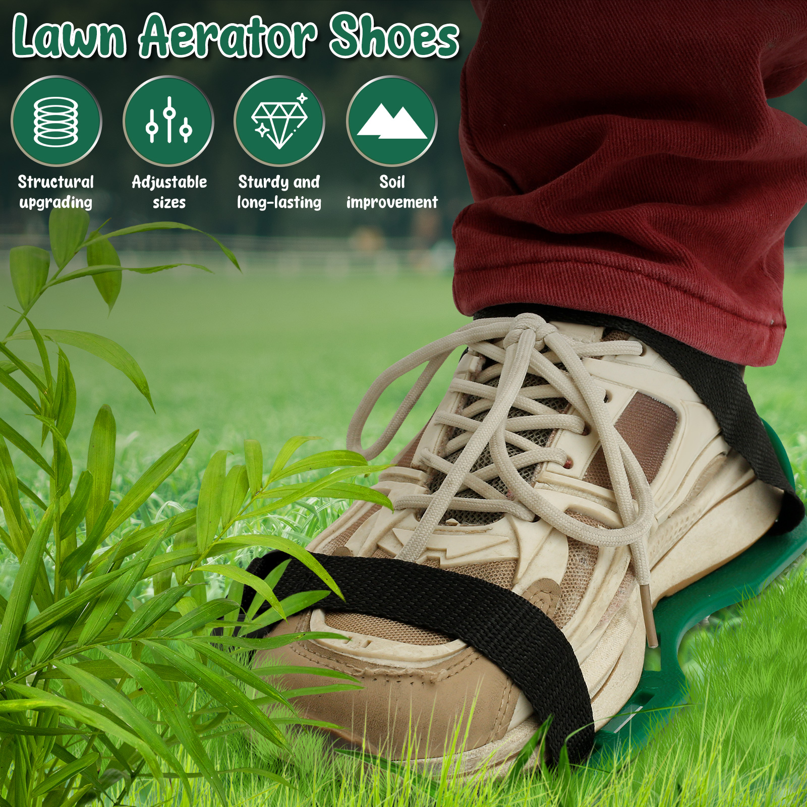 Aerator Lawn Tool, Wear Resistant Yard Inflatable Shoes, Easy to Take Off, Anti Slip Lawn Aerator Shoes