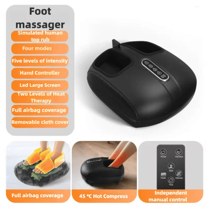 Automatic Foot Massager with Air Compression and Deep Roller Kneading