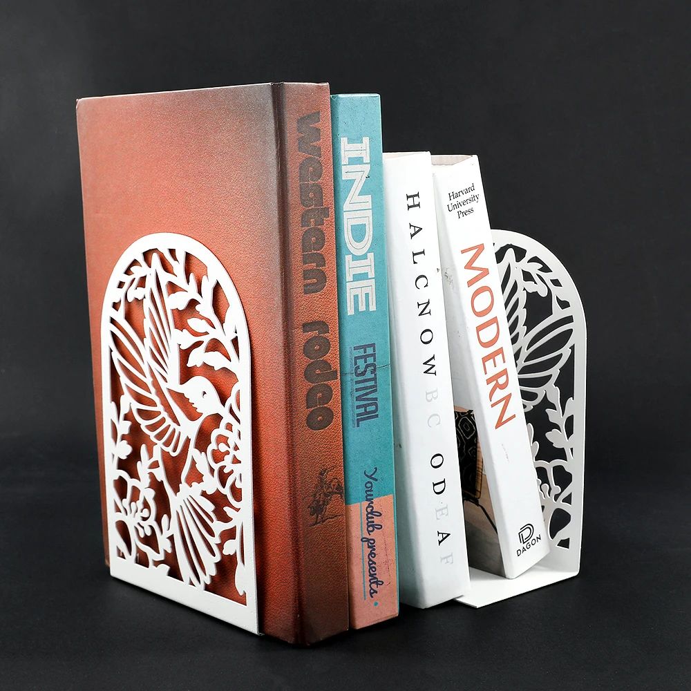 Swallows and Flowers Iron Bookends for Women & Men, Home Office Desktop Gift for Book Lovers