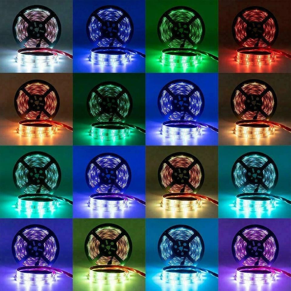 RGB Waterproof LED Strip Light Kit with Key Remote & Power Adapter