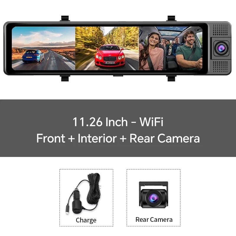 Triple Camera 4K Dash Cam with GPS and Night Vision