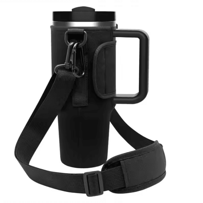 Adjustable Water Bottle Carrier Bag – Large Tumbler Sleeve with Shoulder Strap