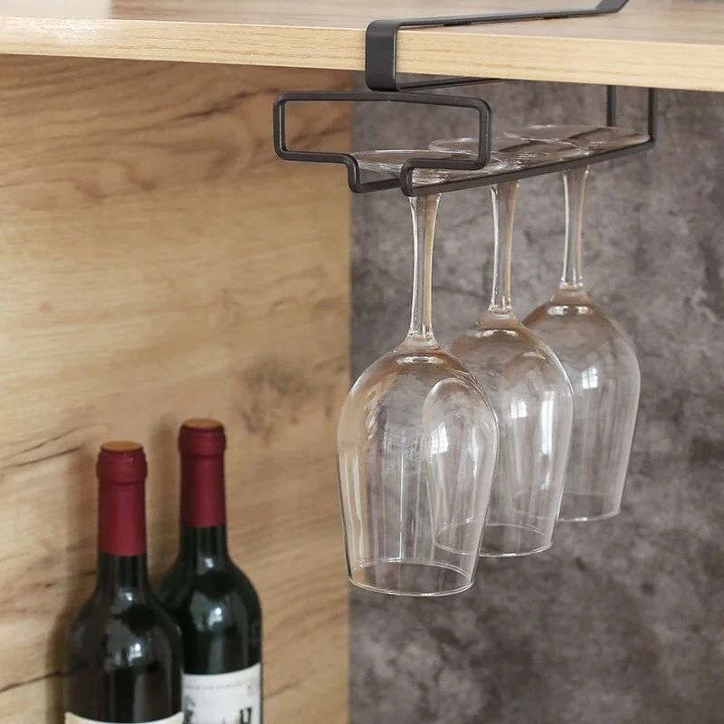 Under Cabinet Wine Glass Holder Metal Hanging Rack