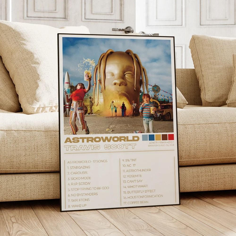 Travis Scott Album Art Canvas Set | 3pcs Modern Music Rap Wall Art Posters