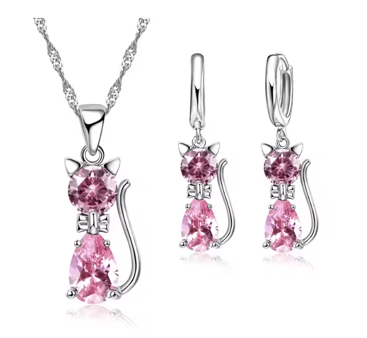 LunaSpark Cat Charm Jewelry Set