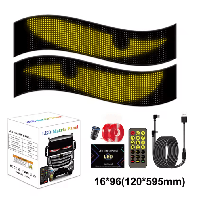LED Matrix Car Windshield Display with App Control Flexible LED Car Display Panel