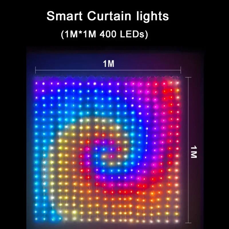 Smart RGB Curtain LED Lights with App Control and Music Sync