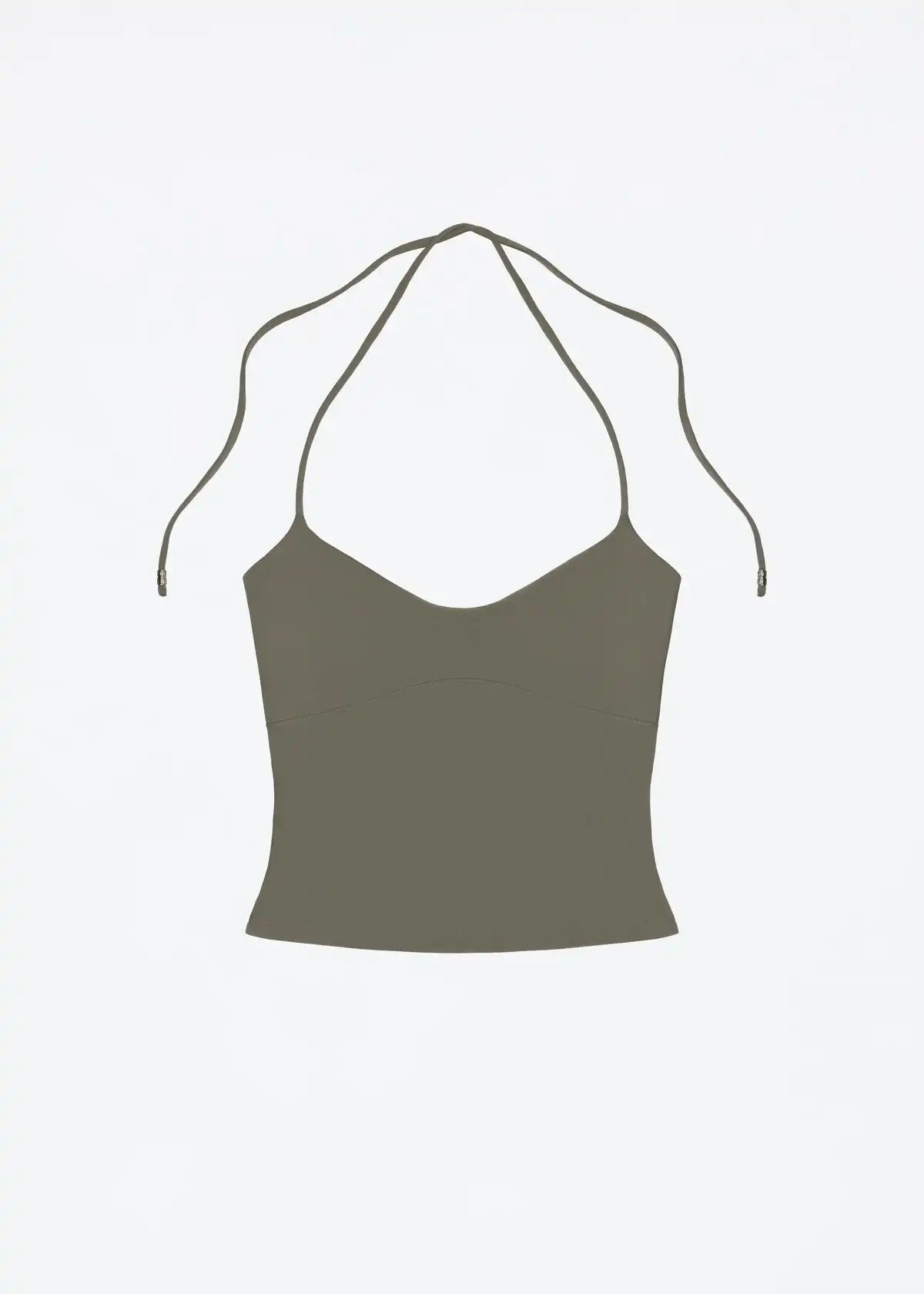 Open-Back Halter Cami Top – Stretchy Self-Tie Sexy Tank with Metal Detail
