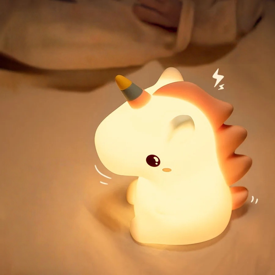 Cute Silicone LED Night Light for Kids, USB Rechargeable Touch Lamp, Cartoon Animal Bedroom Decor, Ideal Gifts Childern