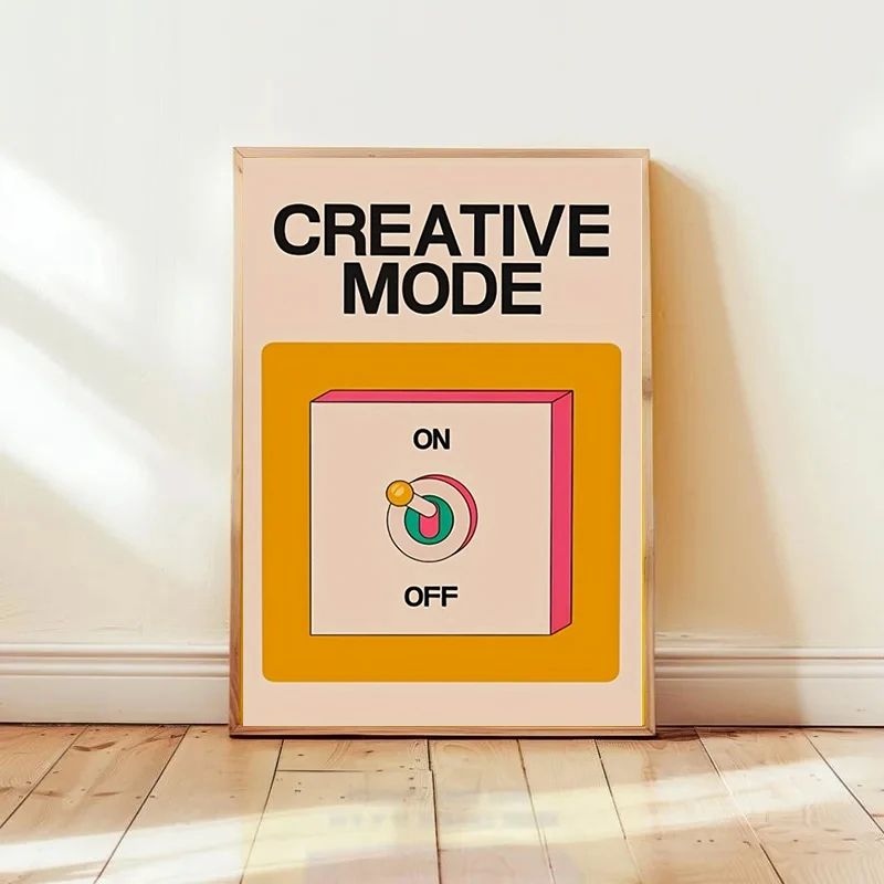 Retro mental health poster with Positive Quotes Cartoon Wall Art Print