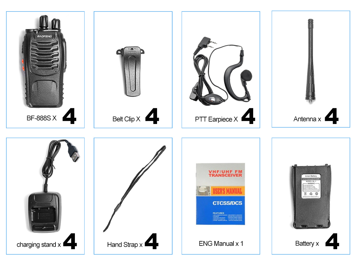 Long Range Walkie Talkie with Headphones Channel Two-Way Radio