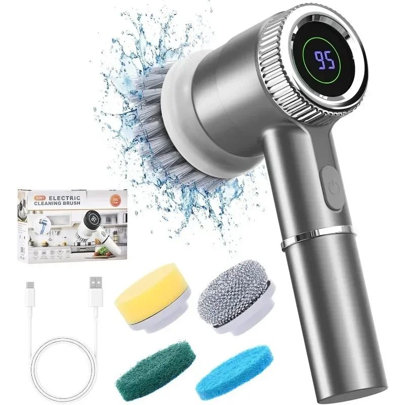 Cordless Electric Spin Scrubber with 2000mAh Battery – Waterproof Power Scrubber for Kitchen & Bathroom