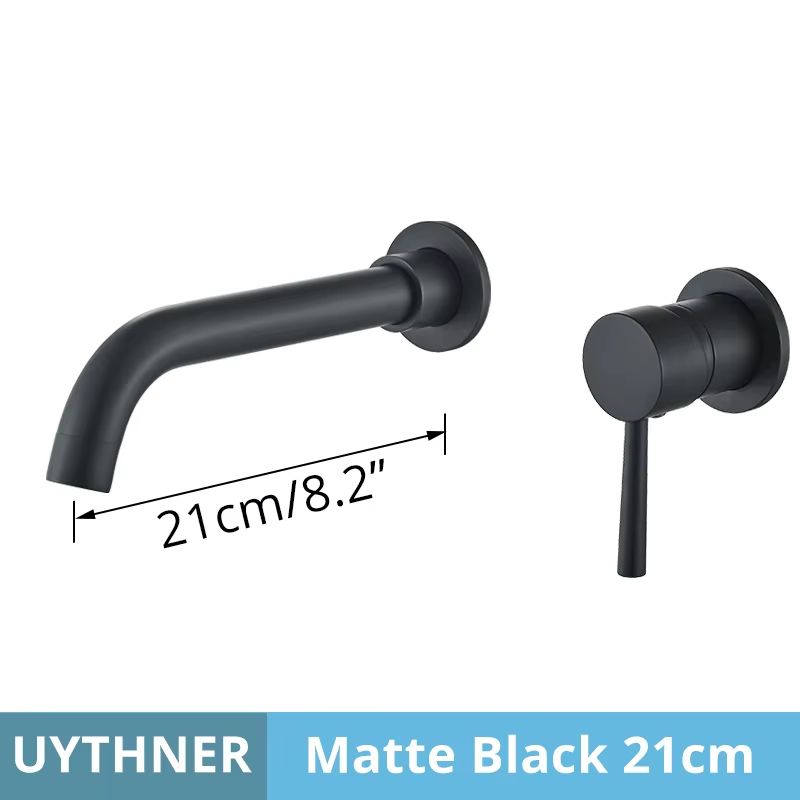 Brushed Gold & Black Concealed Wall Mounted Basin Faucet Mixer