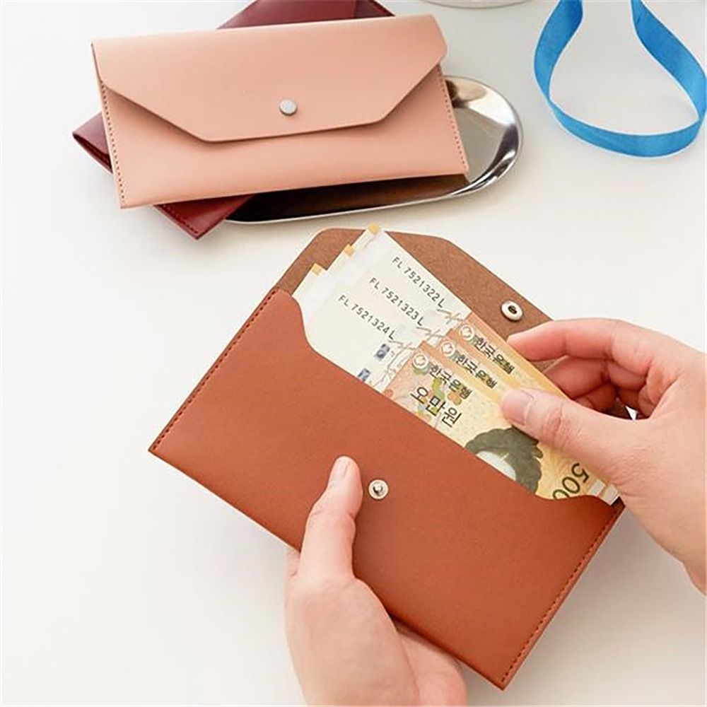 Ultra-thin Cash Envelope Wallet, Wear-resistant PU Leather Money Binder, Waterproof Money Pouch for Male and Female