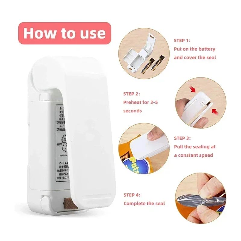 Mini Handheld FreshSeal Bag Resealer - Portable Snack & Food Bag Sealer