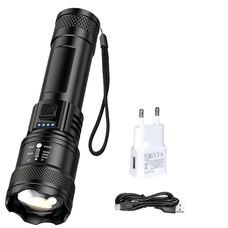 Super Bright USB Rechargeable LED Flashlight with Long Range Beam
