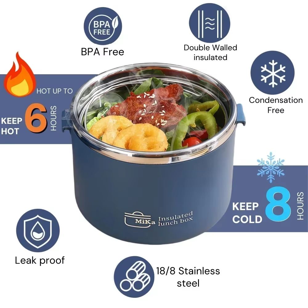 Portable Stainless Steel Insulated Lunch Box Hot Food Thermos Bento Container