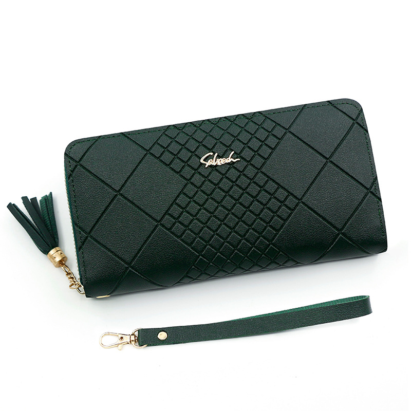 Large Capacity Zipper Coin Purse with Card Holder, Women's Long PU Leather Wallet, Stylish Wristlet Phone Handbag