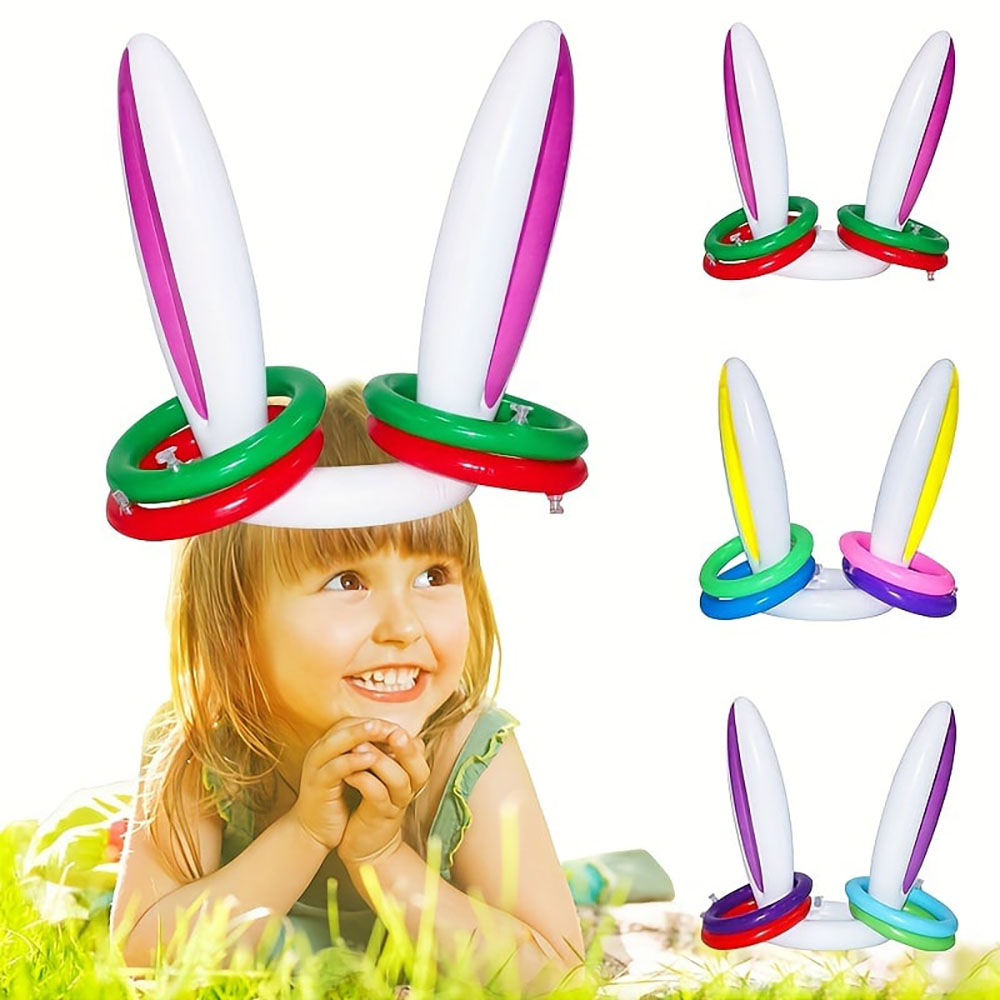 Holiday Bunny Ears Inflatable Ring Toss Activity, Parent-Child Interaction Toy