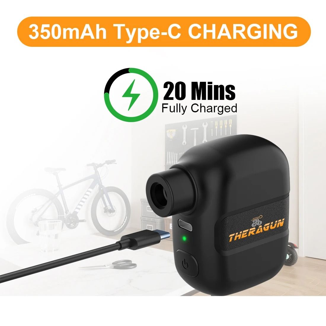 Mini Portable Electric Bicycle Pump | 100PSI Rechargeable Smart Inflator with Type-C Fast Charge