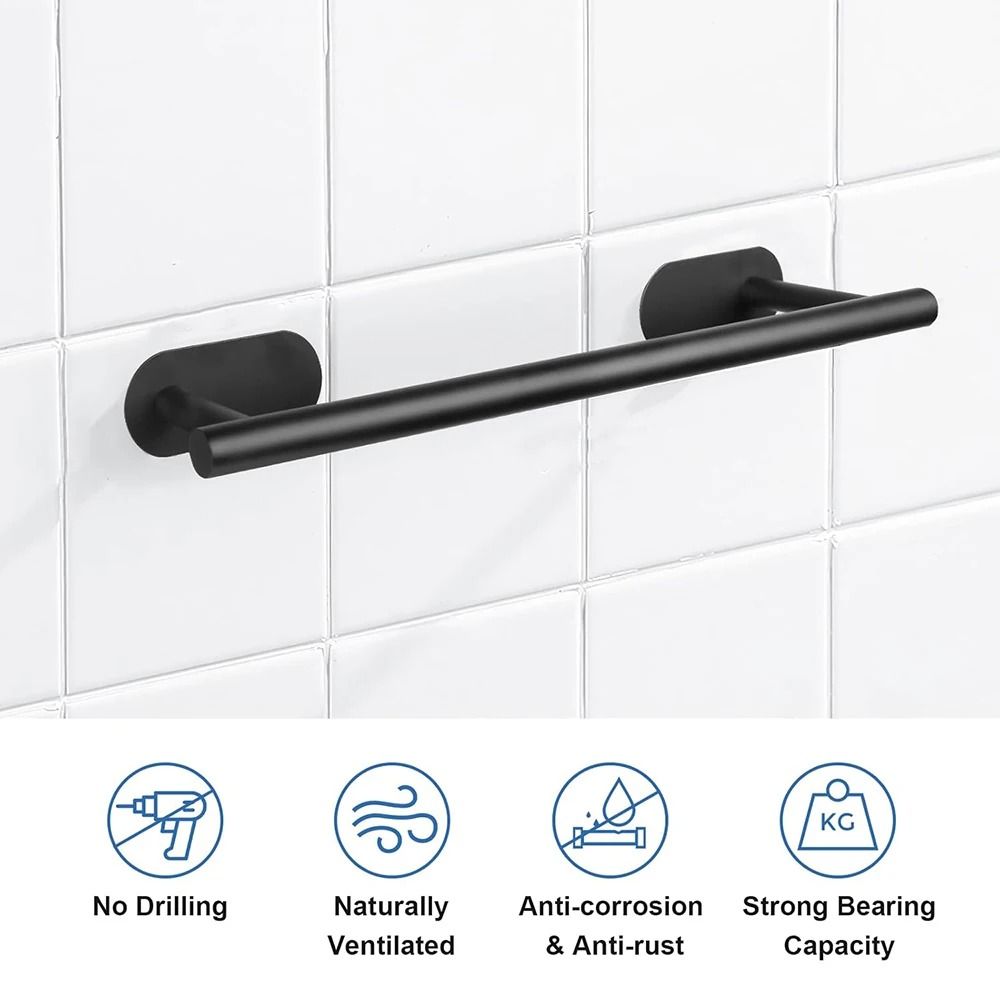 Self-Adhesive Stainless Steel Towel Rail – Modern No-Drill Wall Hanging Holder