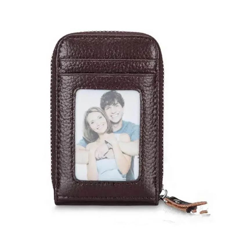 Mens PU Leather Wallet with RFID Blocking and Zipper Pocket