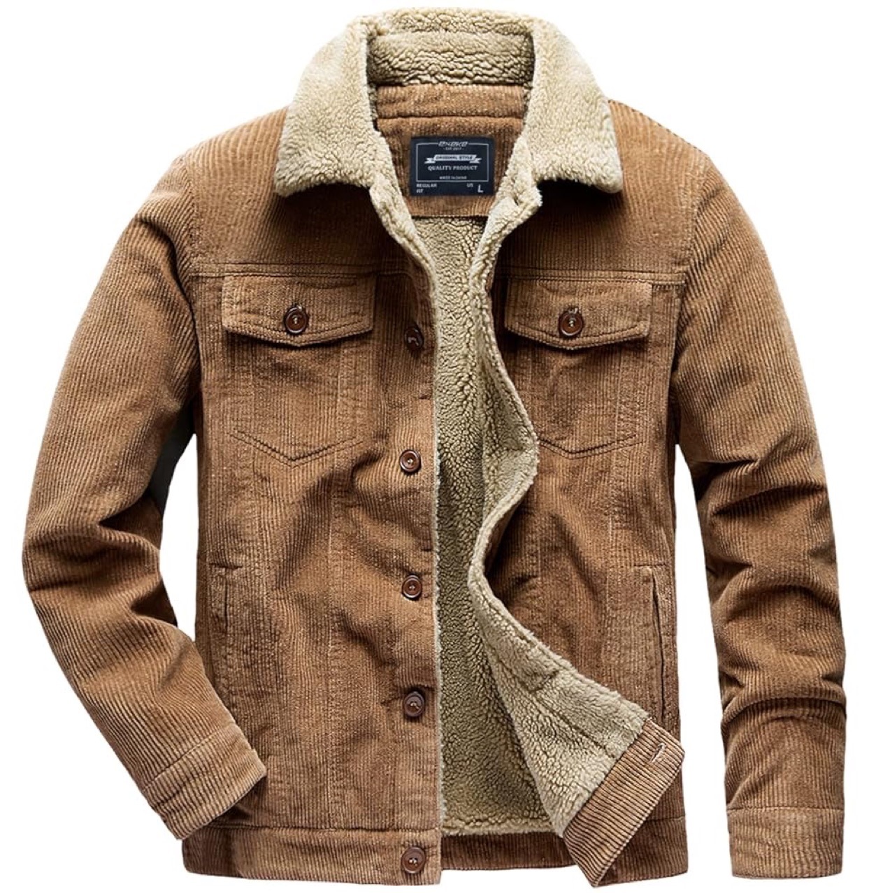 Fleece Spliced Parka Long Sleeve Men Parkas, Casual Turn Down Collar Outerwear, Warm Autumn Jackets for Men