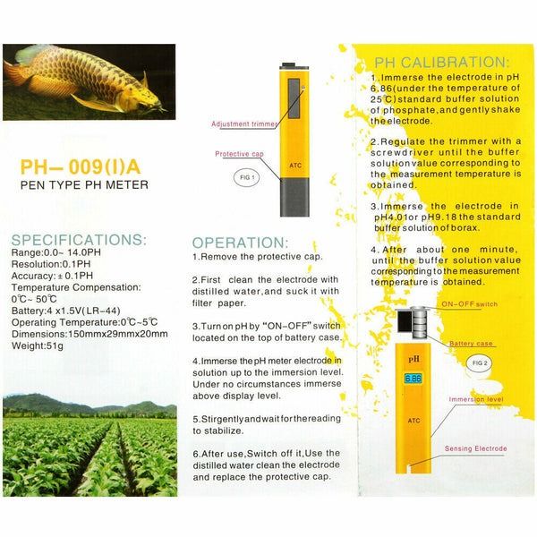 LCD Tester Pocket Hydroponics, Digital Electric PH Meter, Aquarium Water Test Pen