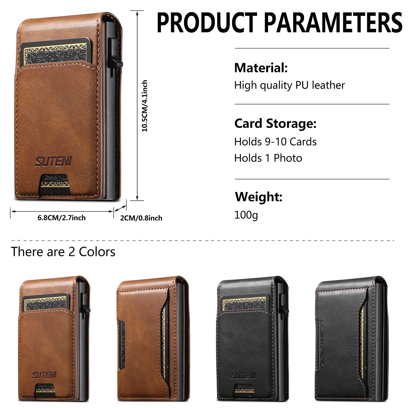 Mens PU Leather Auto Eject Wallet with Flip Cover