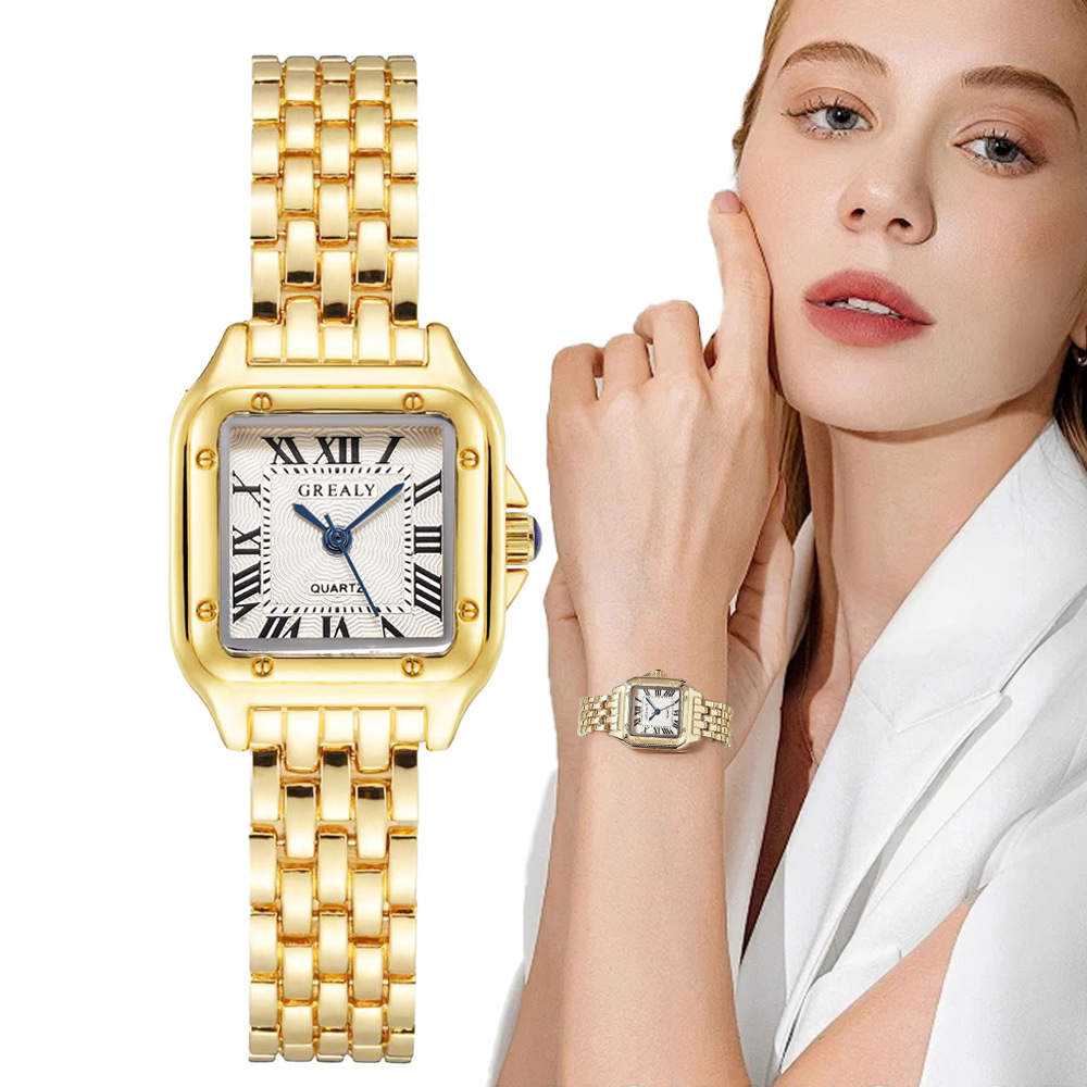 Luxury Gold Stainless Steel Ladies Fashion Quartz Watch with Bracelet