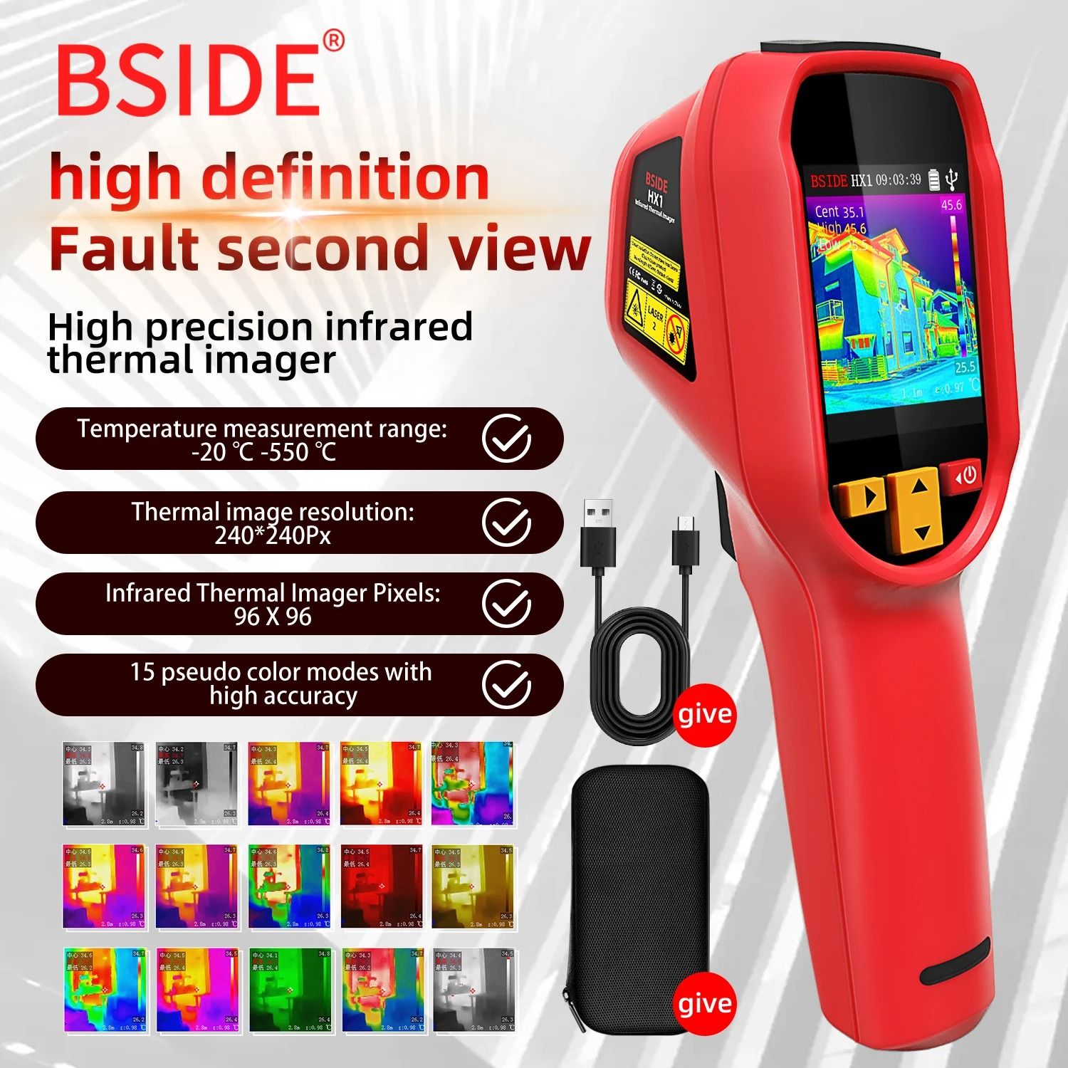 Professional Handheld Thermal Imager Camera with 240x240 Resolution and High Temperature Range Detection