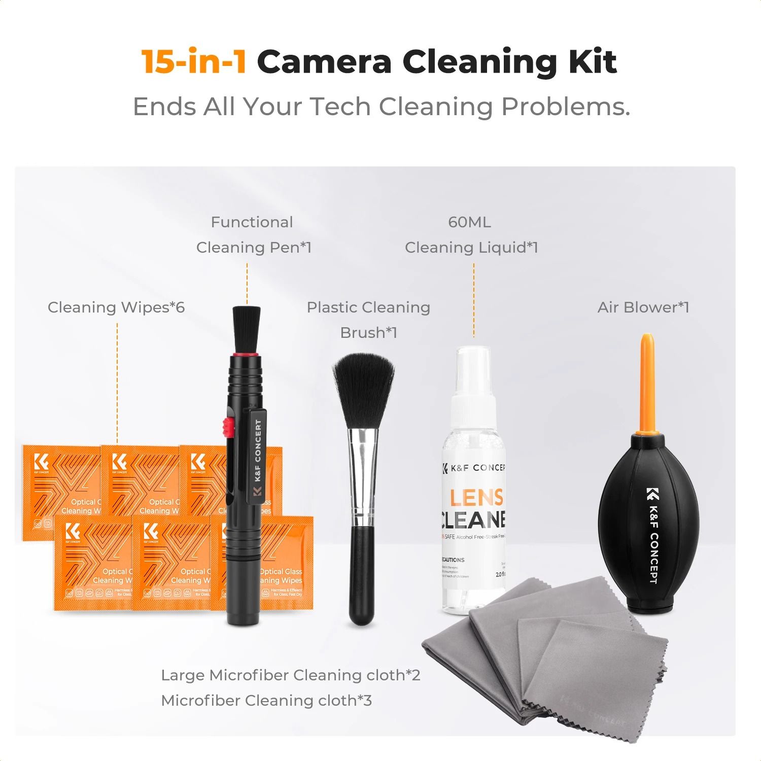 K and F Concept Camera Lens Cleaning Kit with Blower Cloth Pen and Cleaning Solution