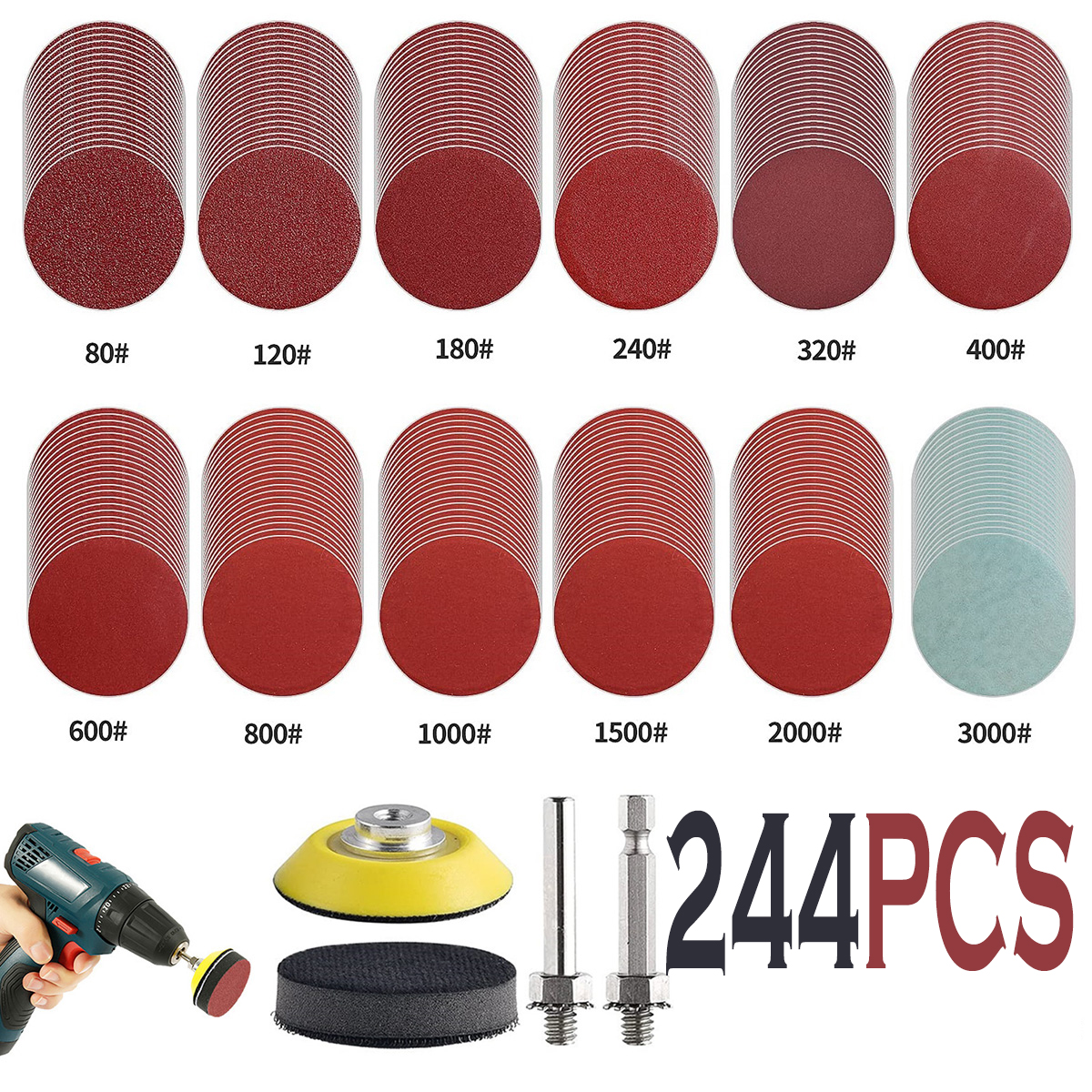 Round Sandpaper Grit Polishing Sanding Disc Pad, Quick Change Rotary Tools for Car Headlight Restoration