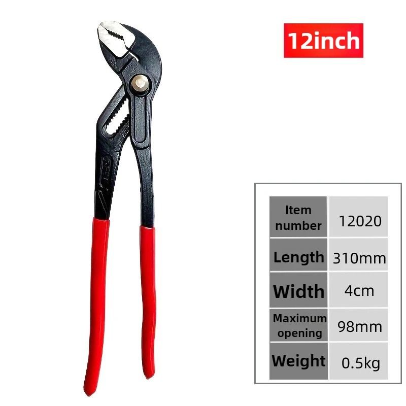 High Quality Quick Adjustable Water Pipe Pliers Household Use 12 Inch Multifunctional Soft Grip Water Pump Pliers