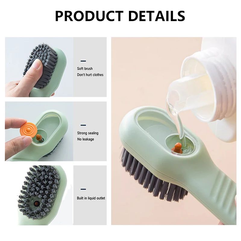 Premium Soft-Bristled Shoe & Clothes Cleaning Brush with Built-In Liquid Dispensing