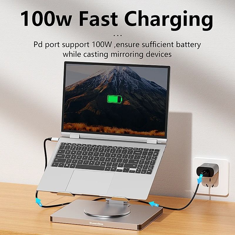 Blueendless 10 in 1 iPad Holder Docking Station with 4K USB C Hub