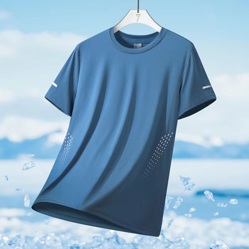 Men's Ice Silk Quick-Dry Reflective Running T-Shirt - Breathable Fitness Top (Up to 5XL)