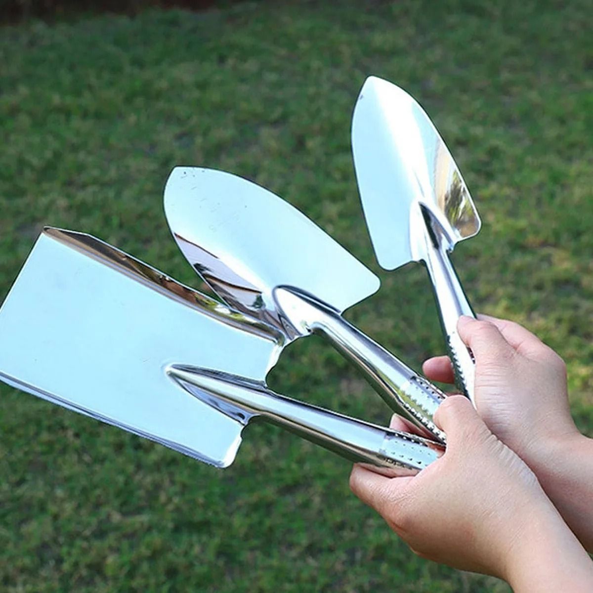 3pcs Stainless Steel Garden Shovel Planting Tool Set for Succulents and Outdoor Gardening