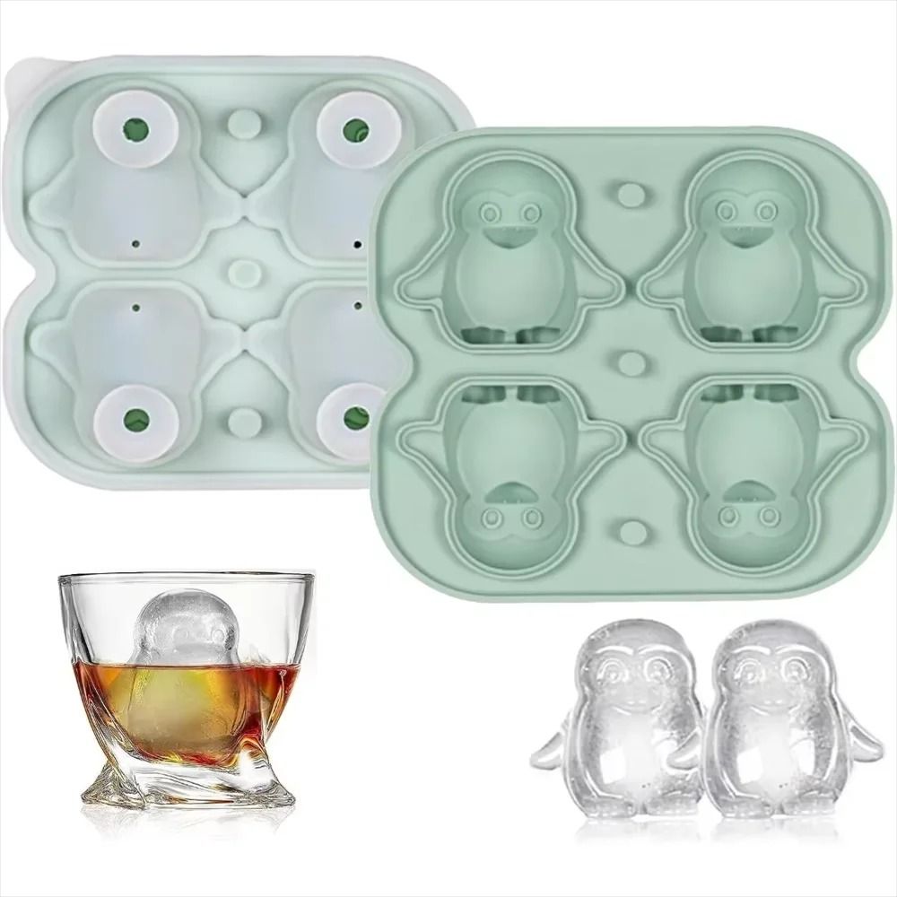 Premium Penguin Silicone Ice Cube Tray – 3D Novelty Flower & Animal Mold with Leak-Proof Lid