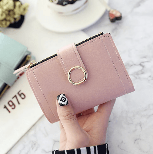 Cute Womens Zipper Wallet Compact PU Leather Card Holder & Coin Purse