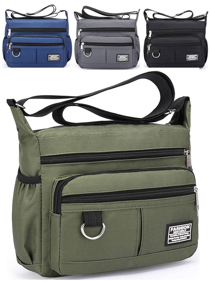 UrbanEdge Men's Multi-Pocket Crossbody Bag – Large Capacity Shoulder Satchel for Travel & Business