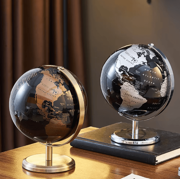 Retro World Globe Desk Decor – Educational Rotating World Map Globe for Kids & Home