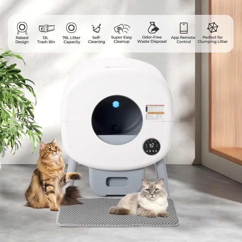 Extra Large Automatic Self-Cleaning Litter Box with App Control and Ambient Light